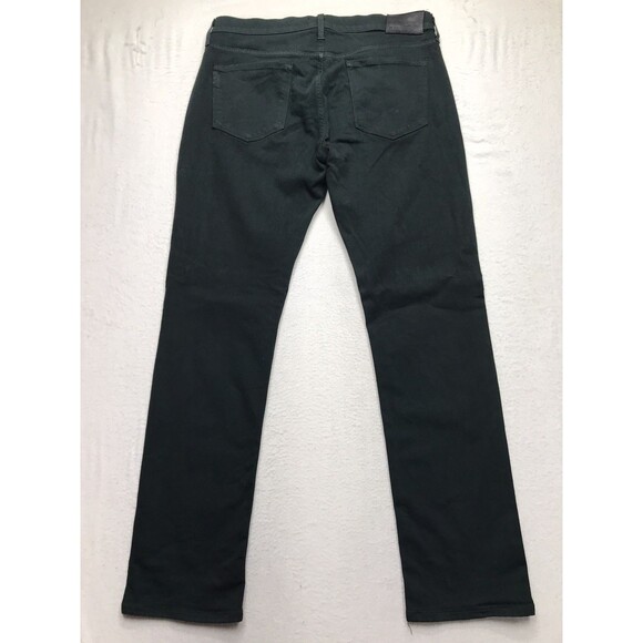 PAIGE Normandie Jean Men 33(34x33) Green Stretch Denim Dark Academia USA Made - Picture 2 of 15